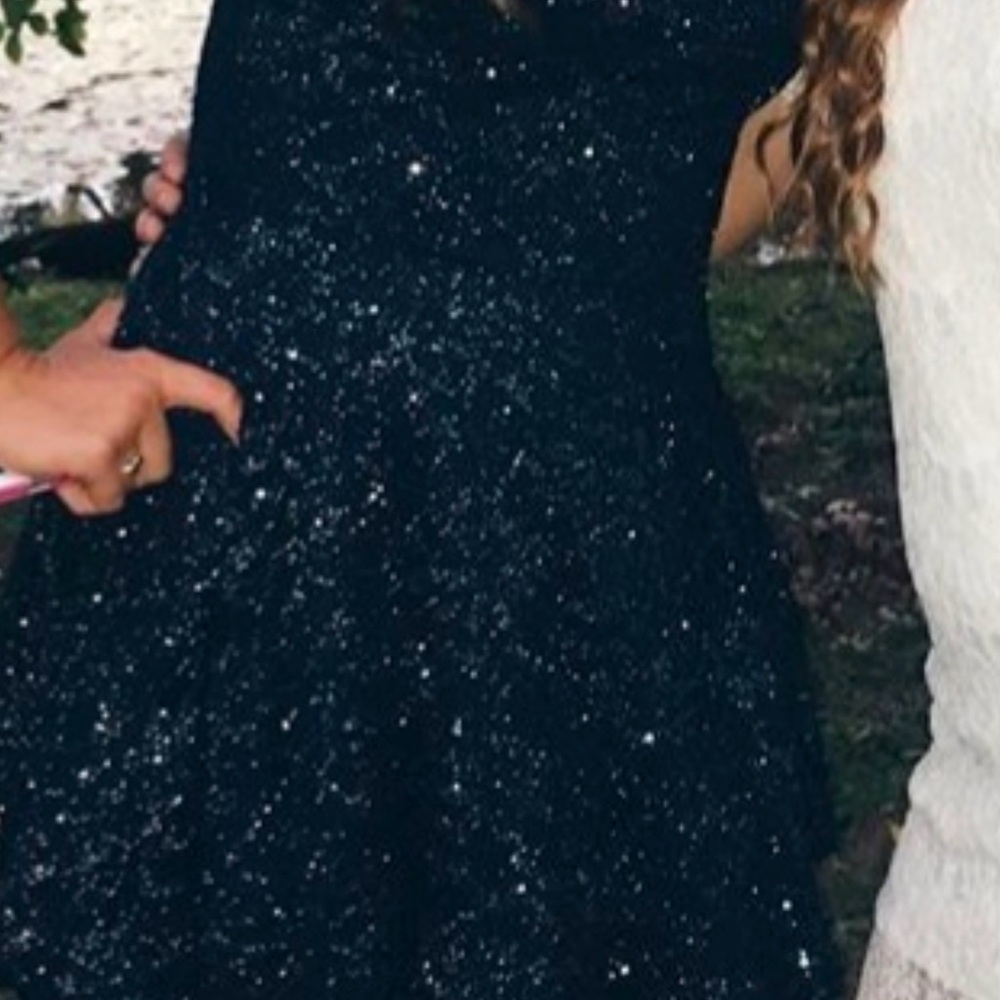 B Darlin Glittering Midnight Blue Dress